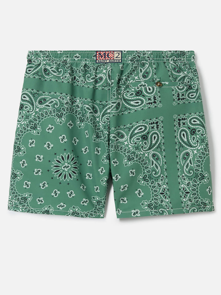 Caprese swim shorts with military green bandana print