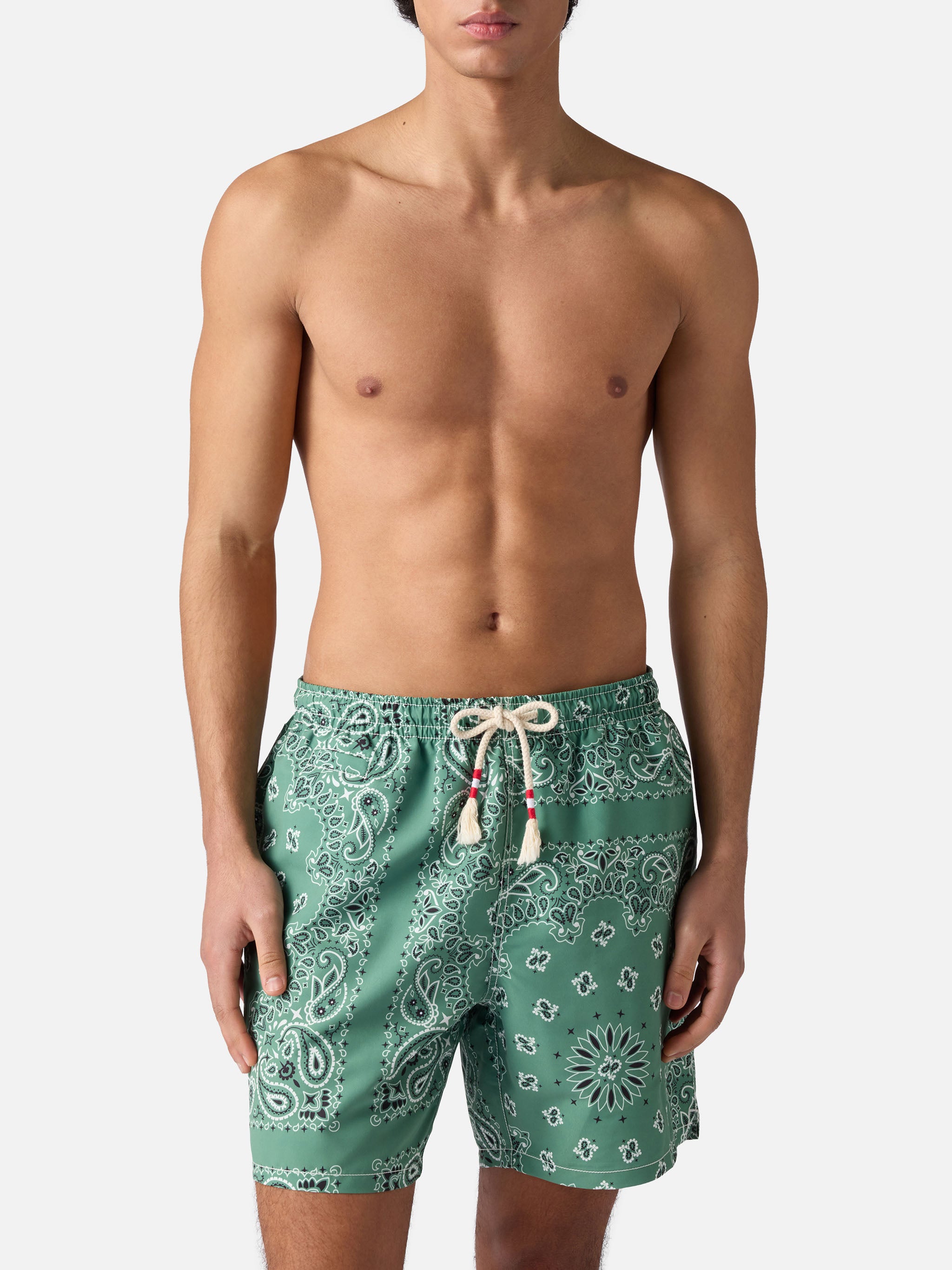 Caprese swim shorts with military green bandana print – MC2 Saint