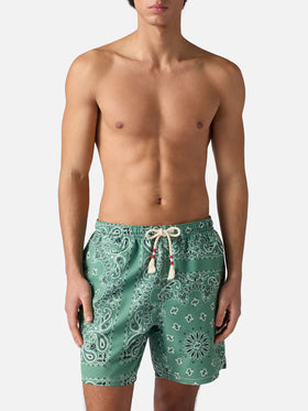Caprese swim shorts with military green bandana print