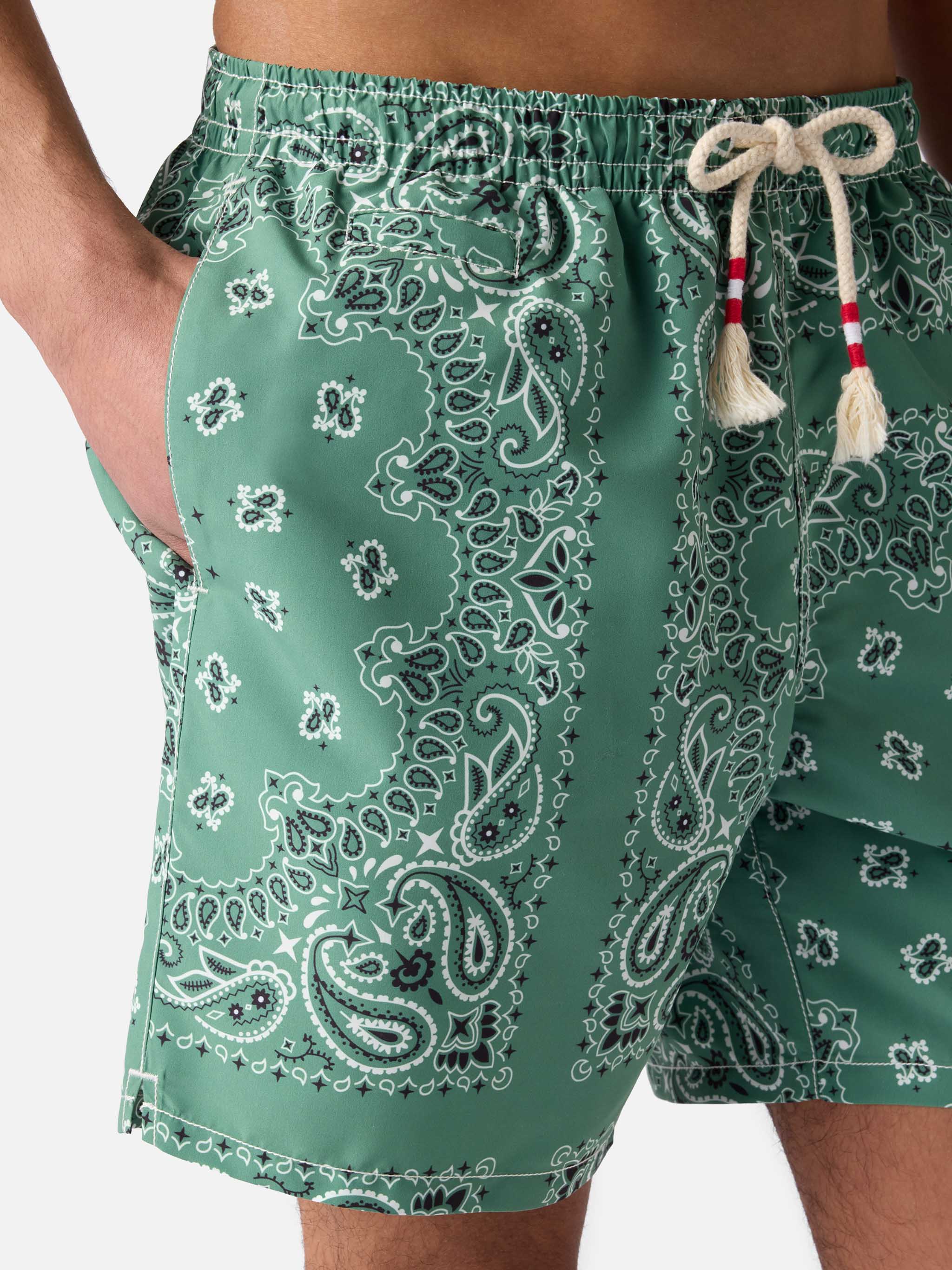 Caprese swim shorts with military green bandana print – MC2 Saint