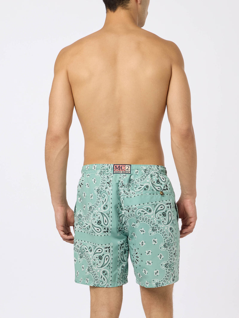 Man mid-length sage green swim-shorts Caprese