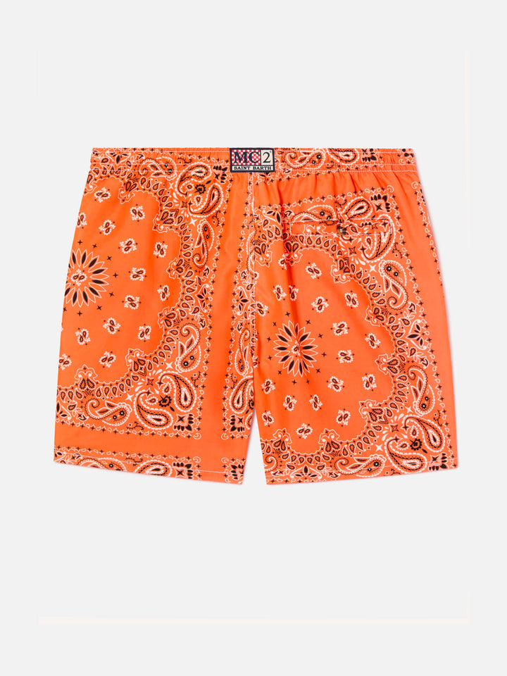 Badehose für Jungen mit orangefarbenem Bandana-Print 