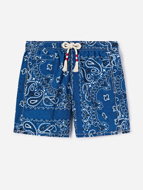 Caprese Jr Badeshorts mit blauem navyfarbenem Bandana-Print 