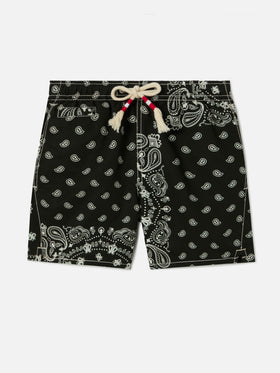 Bañador corto Caprese Jr con estampado bandana negro 
