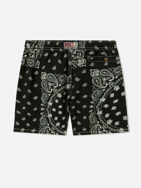 Bañador corto Caprese Jr con estampado bandana negro 