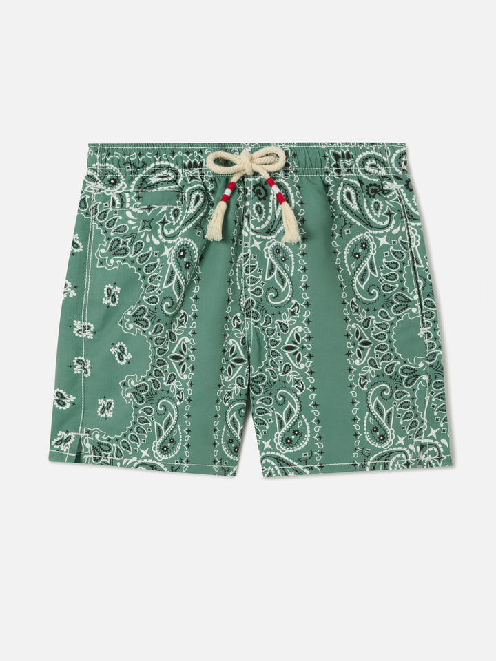 Caprese Jr swim shorts with military green bandana print