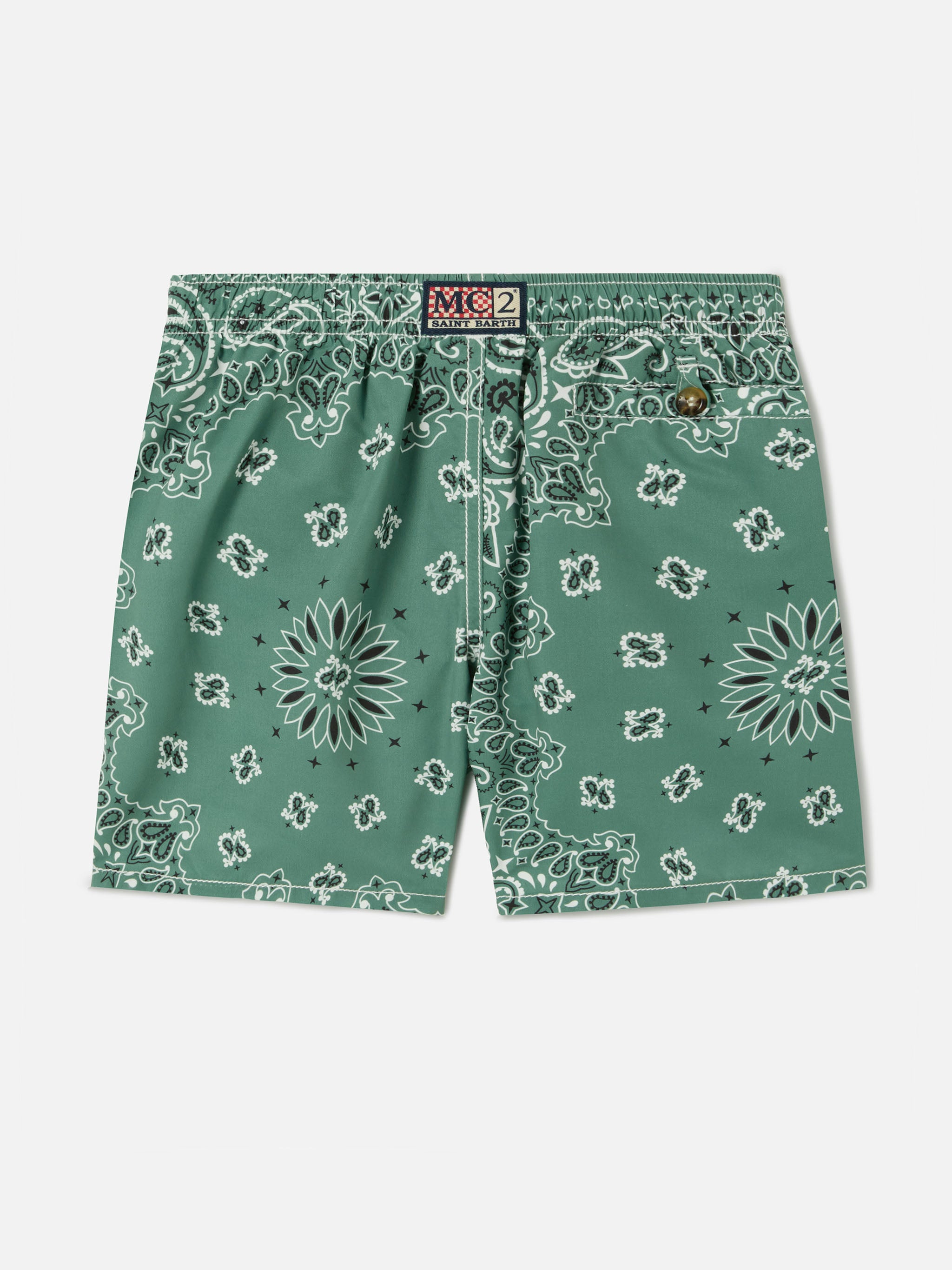 Caprese Jr swim shorts with military green bandana print – MC2