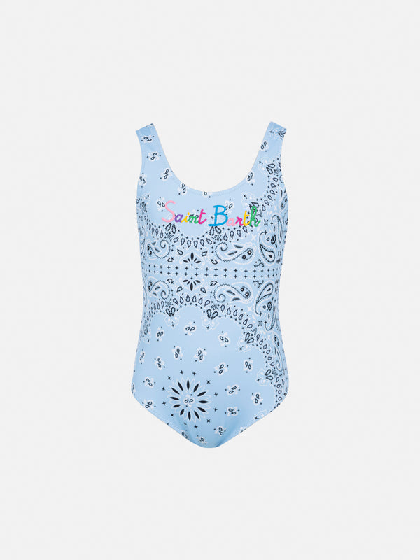 Cara one-piece swimsuit with light blue bandanna print