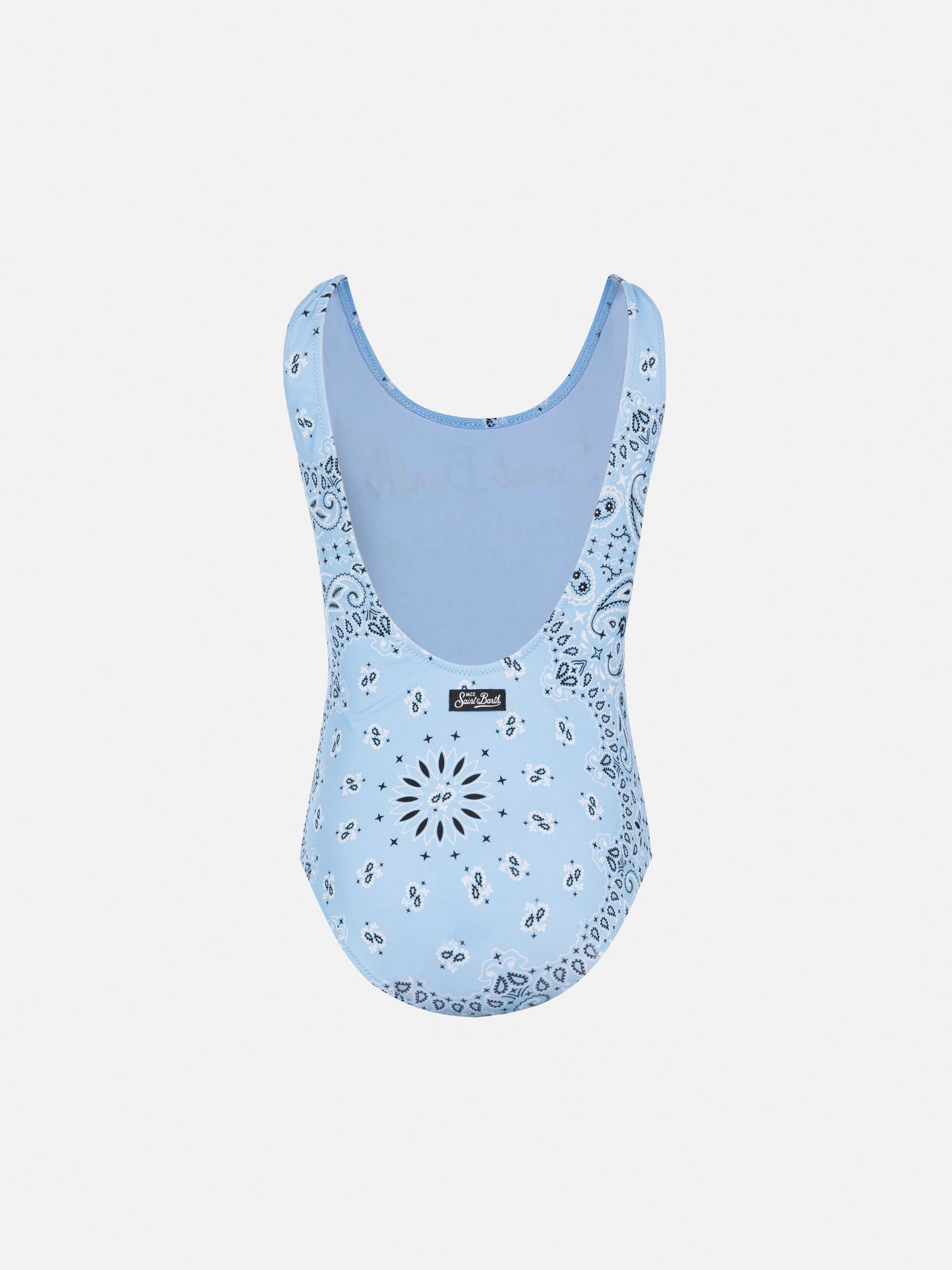 Cara one-piece swimsuit with light blue bandanna print