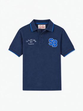 Blue Cardiff Jr polo shirt in cotton piquet with embroidery