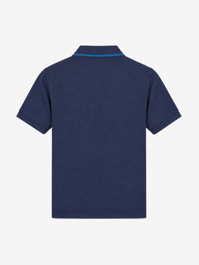 Blue Cardiff Jr polo shirt in cotton piquet with embroidery