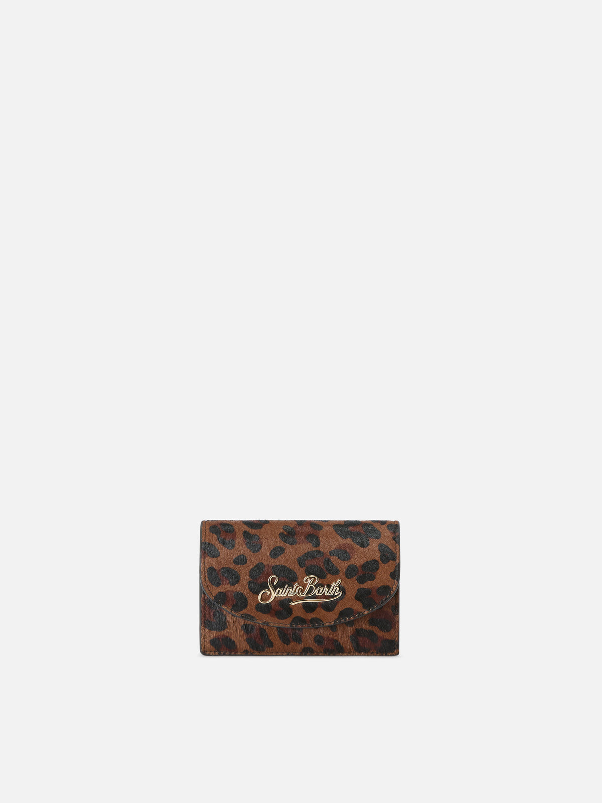 Tarjetero de piel con estampado de leopardo 
