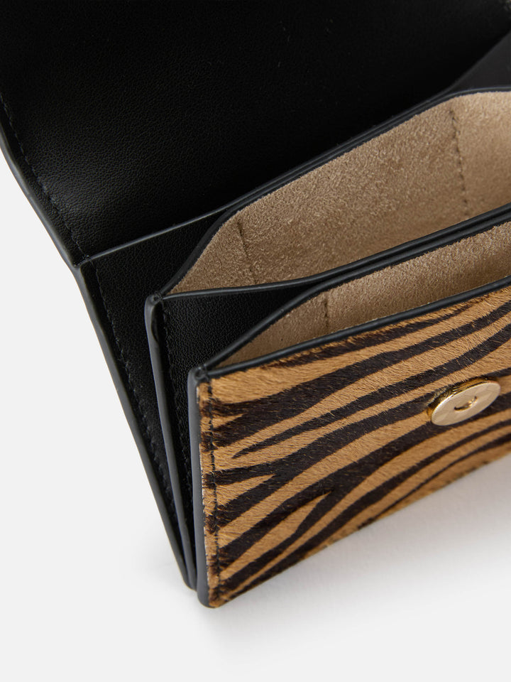 Porte-cartes en cuir à imprimé zèbre 