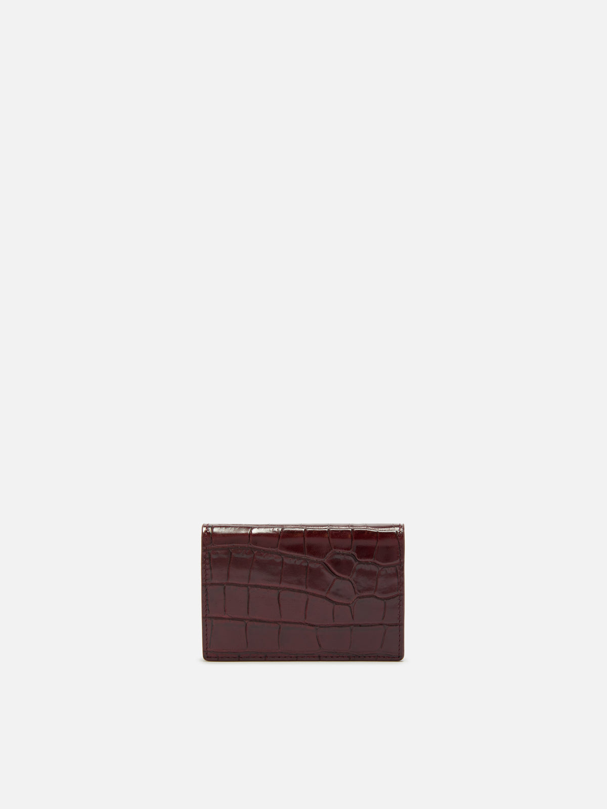 Bordeaux leather card holder with croco print