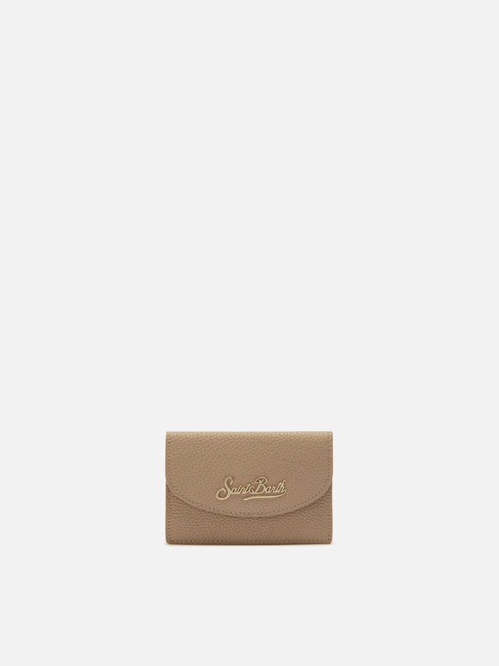 Card Holder in hammered hazelnut leather