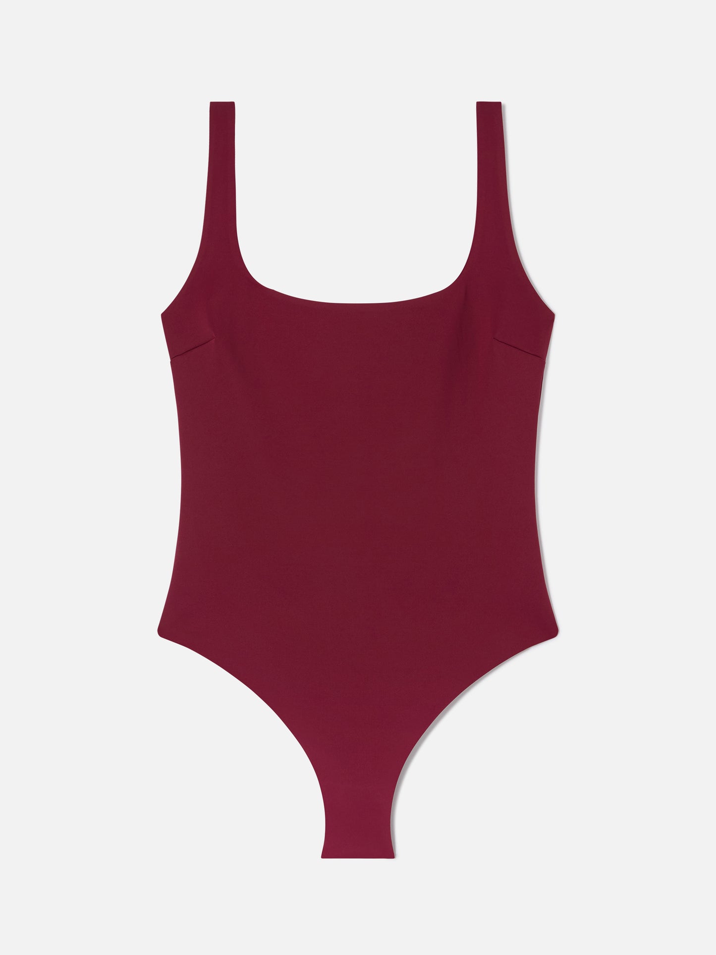 Cassandra square neck one-piece swimsuit in burgundy