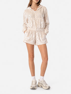 Short de survêtement Cate en chenille crème 