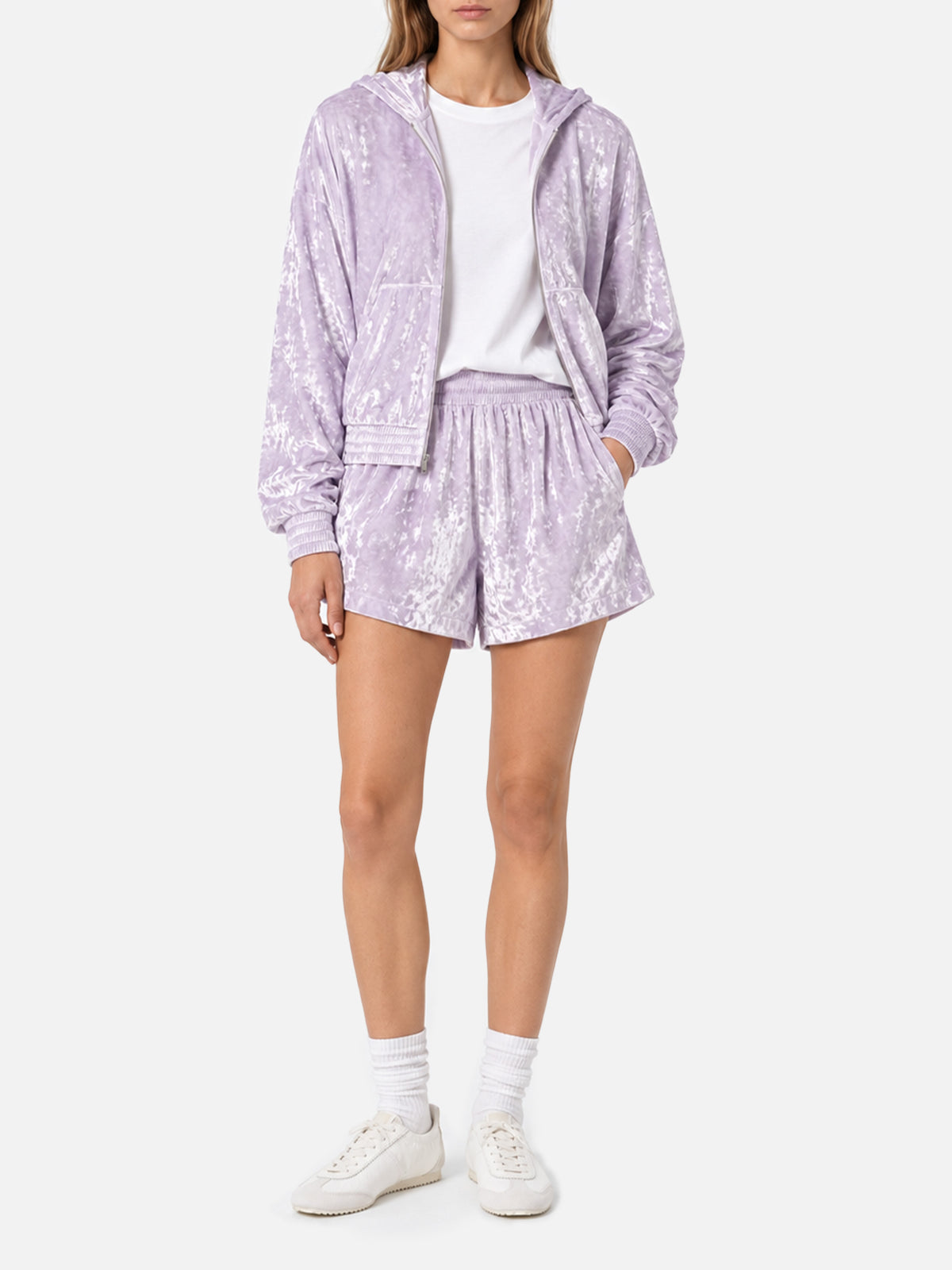 Kurze Chenille-Shorts Cate in Flieder 