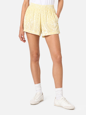 Light yellow chenille Cate pull-up shorts
