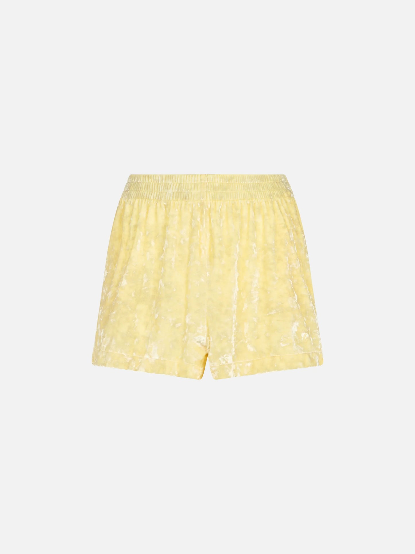Hellgelbe Chenille-Pull-Up-Shorts für Damen von Cate