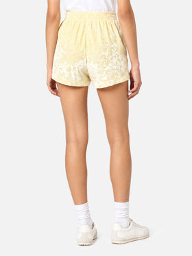 Light yellow chenille Cate pull-up shorts