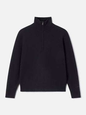 Jersey de lana Black Capucine con media cremallera 