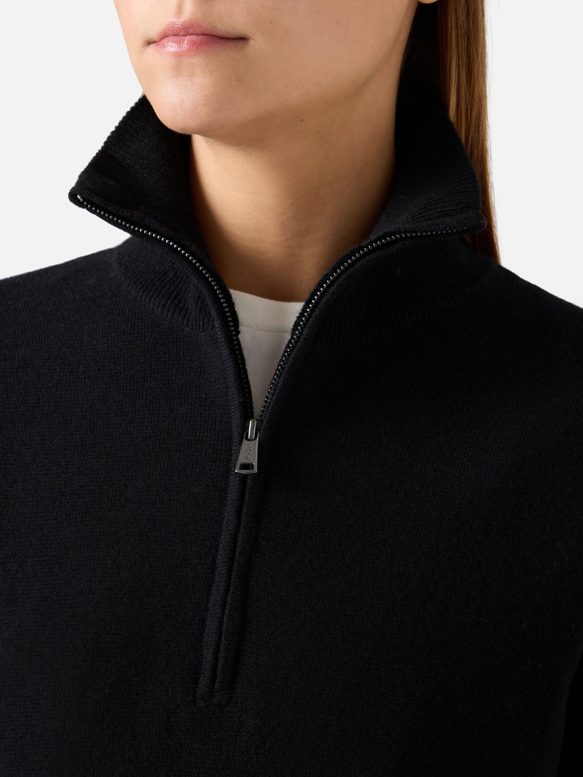 Jersey de lana Black Capucine con media cremallera 