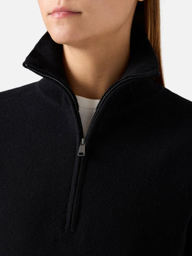 Jersey de lana Black Capucine con media cremallera 