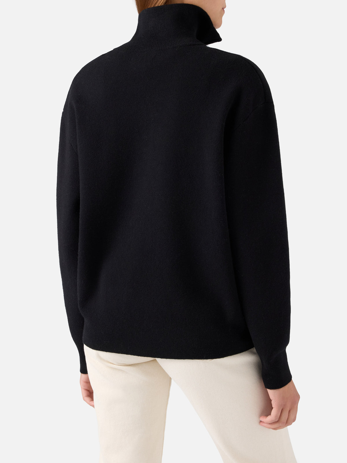 Jersey de lana Black Capucine con media cremallera 