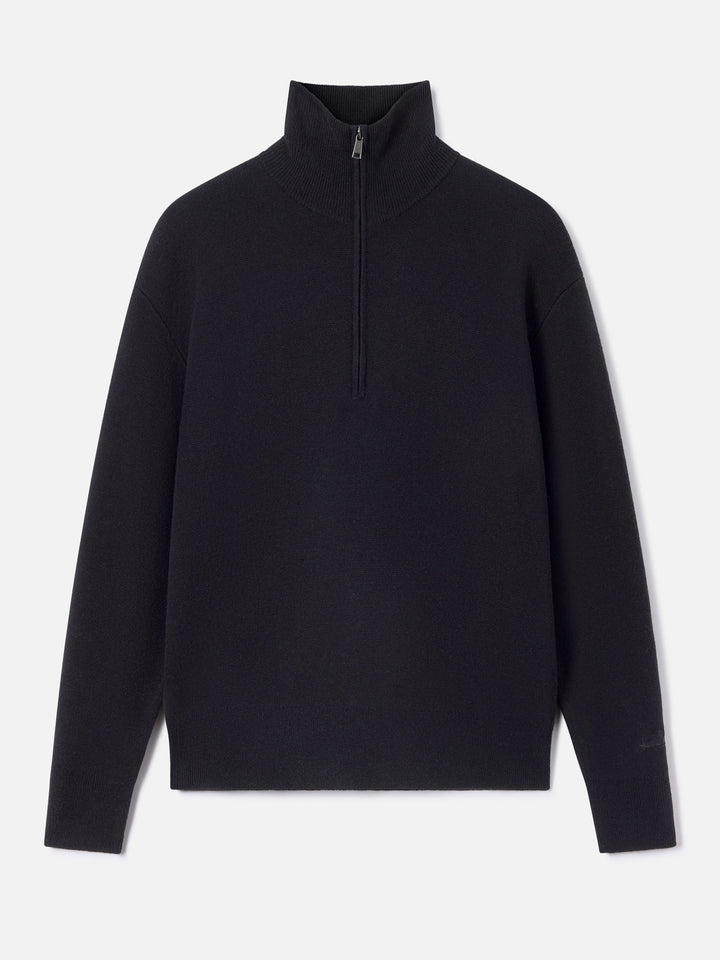 Schwarzer Capucine Wollstrick mit Half-Zip 
