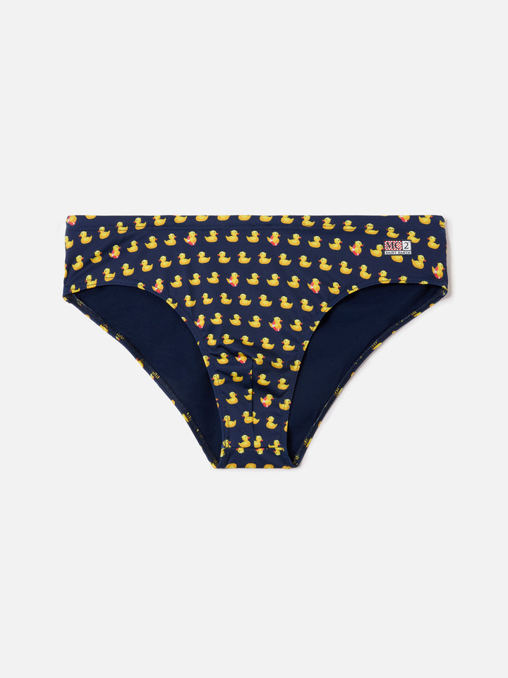 Cayo navy swim briefs with duck print