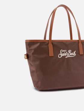 Borsa City medium in nylon marrone