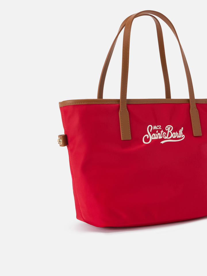 Borsa City medium in nylon rosso