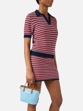 Borsa City mini in nylon azzurra