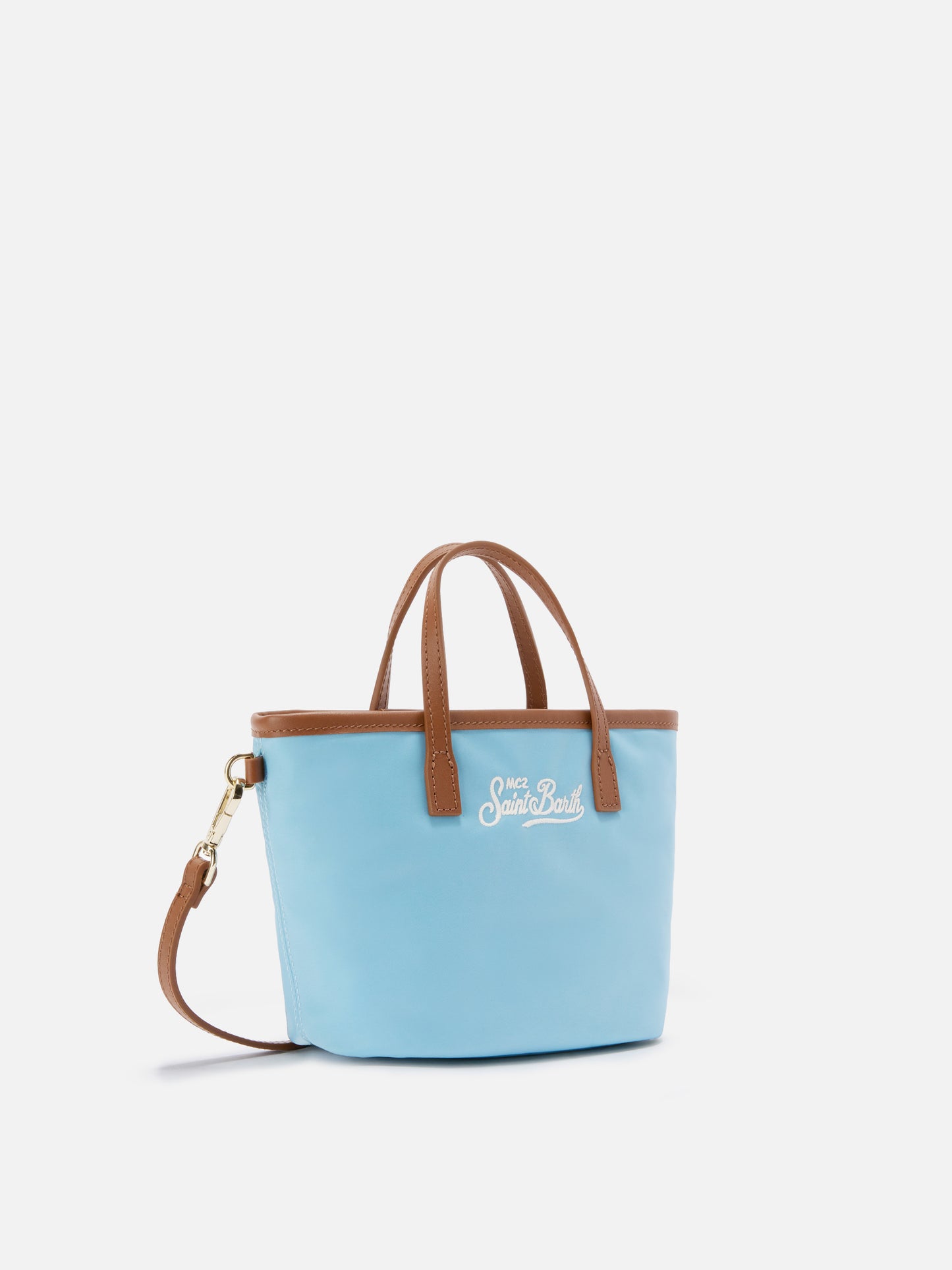 Borsa City mini in nylon azzurra