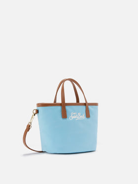 Borsa City mini in nylon azzurra