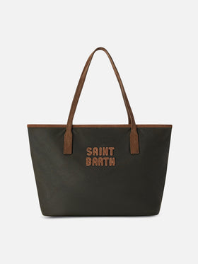 Military green Medium City waxed bag with logo embroidery