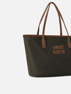 Military green Medium City waxed bag with logo embroidery