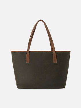 Military green Medium City waxed bag with logo embroidery