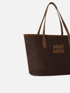 Sac City Medium marron ciré avec logo brodé 