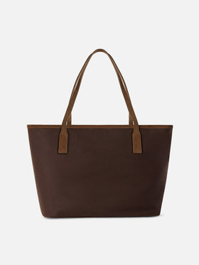 Sac City Medium marron ciré avec logo brodé 