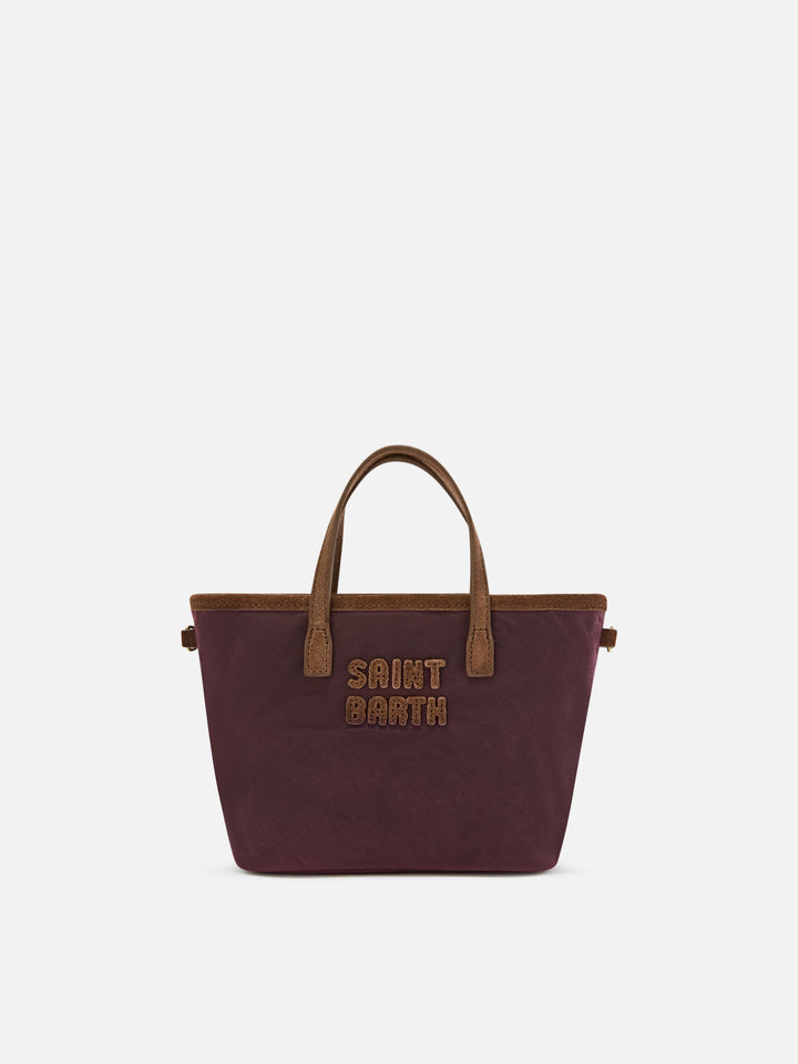 Gewachste Bordeaux Mini City Tasche mit Logostickerei 