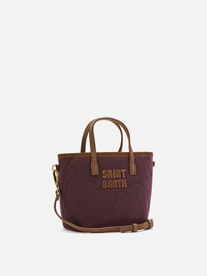 Gewachste Bordeaux Mini City Tasche mit Logostickerei 