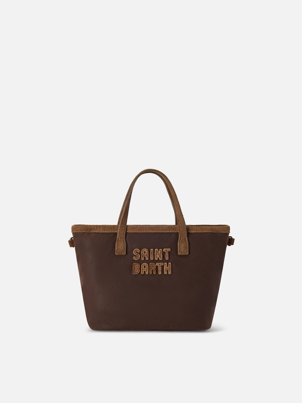 Brown Mini City waxed bag with logo embroidery