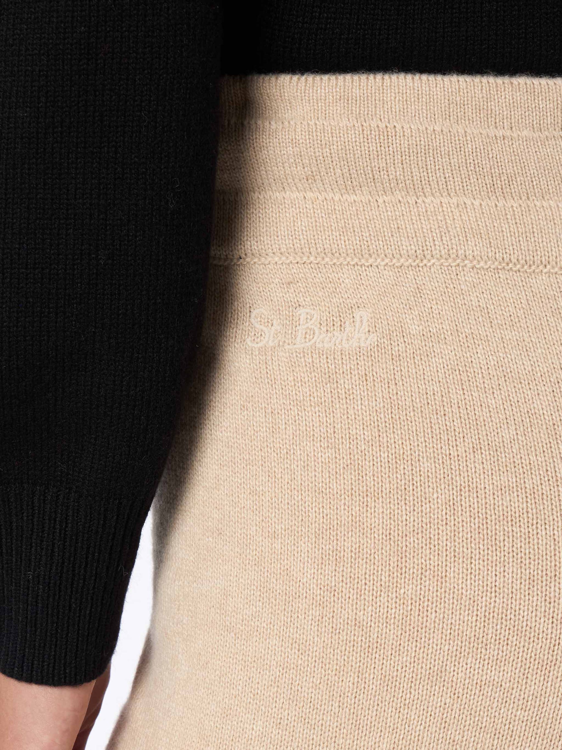 Woman beige cashmere blend knit pants Cambon - MC2 Saint Barth