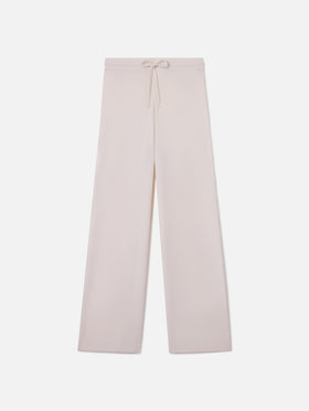 Pantalone Cambon in cashmere a gamba larga off white