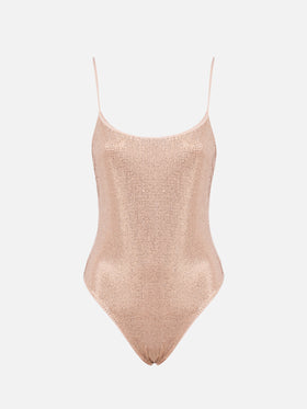 Woman pale one-piece swimsuit Cecille with rhinestones