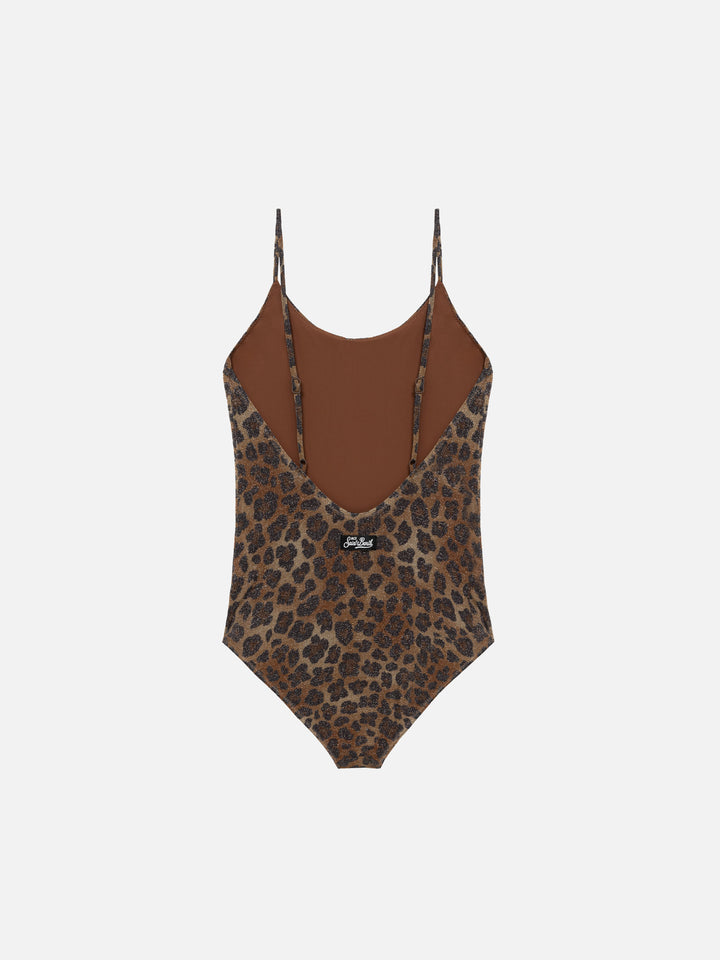 Einteiliger Lurex-Badeanzug Cecille Jr mit Animalier-Print