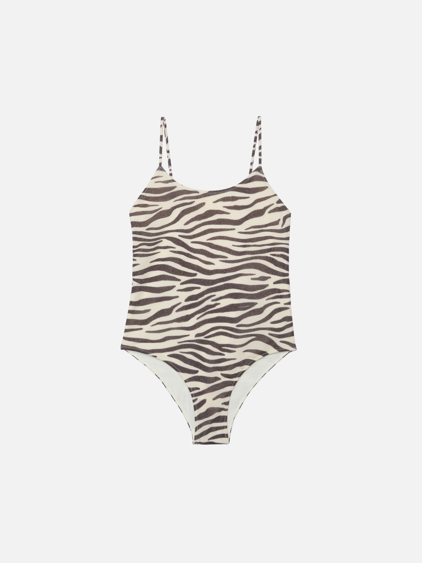 Costume intero Cecille Jr in lurex con stampa zebrata