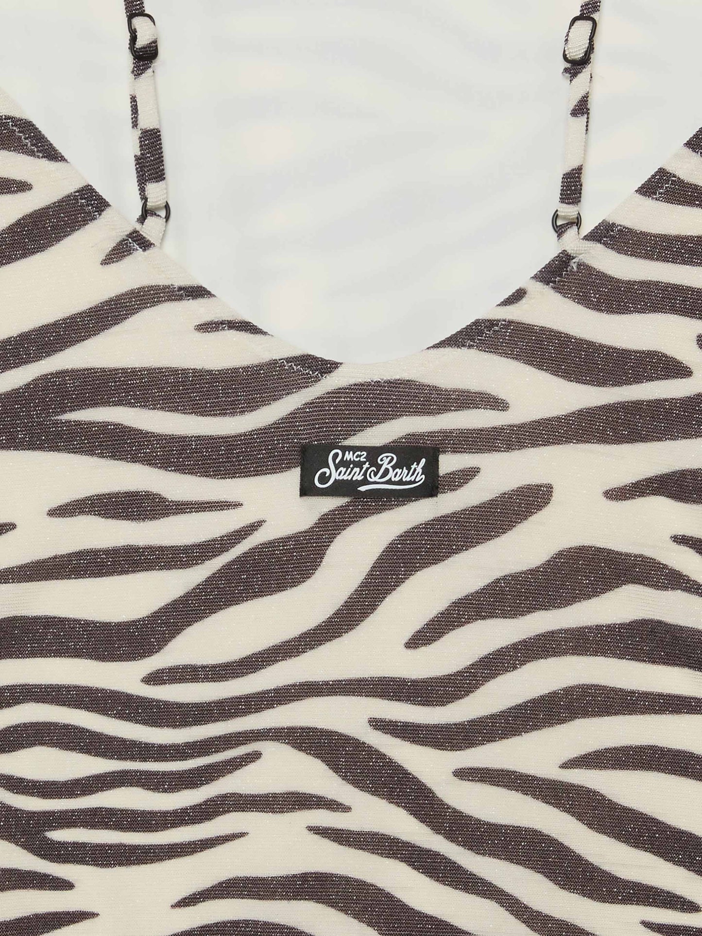 Costume intero Cecille Jr in lurex con stampa zebrata